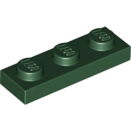 Lego destička 1x3, tmavě zelená (4245567, 6013798, 6013975)